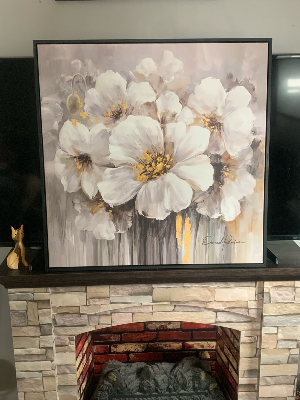 Floral Flower Painting in White & Black.